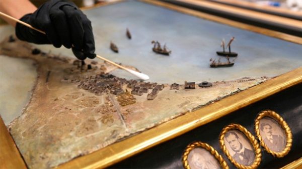 La restauración de obras del museo. (Foto: Museo Naval)