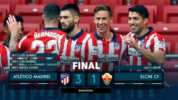 El Atlético vuelve a la cima de la clasificación. (Foto: @LaLiga)
