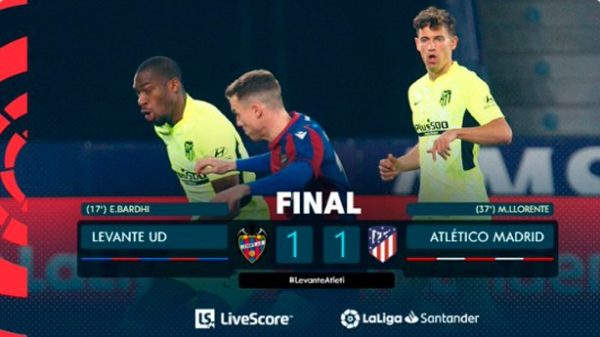 El empate del Atlético da un puntito más de emoción a la Liga. (Foto: @LaLiga)