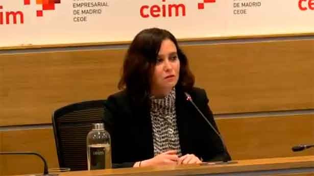 Isabel Díaz Ayuso en su reunión con la CEIM. (Foto: