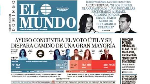 Nuevo avance en las encuestas de Isabel Díaz Ayuso. (Captura: UN/ElMundo)