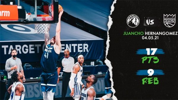 Gran partido y victoria de Juancho Hernángómez. (Foto: @Timberwolves)