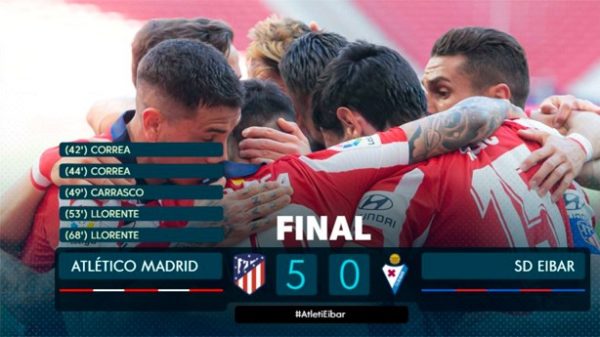 Goleada del Atlético de Madrid en su lucha por el título. (Foto: @LaLiga)