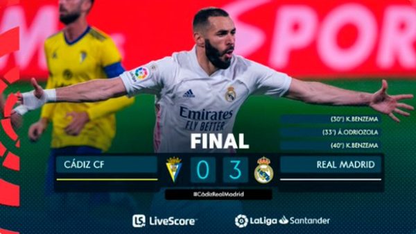 Otro partido extraordinario de Benzema. (Foto: @LaLiga)
