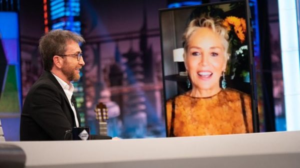 Sharon Stone visitó virtualmente El Hormiguero. (Foto: Antena 3)