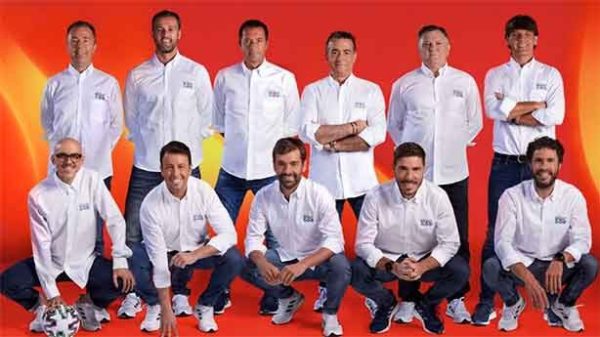 Narradores y comentaristas de la Eurocopa. (Foto: Mediaset España)