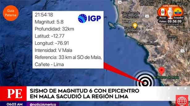 Lima. sacudida bajo un fuerte terremoto. (Imagen: América Visión)