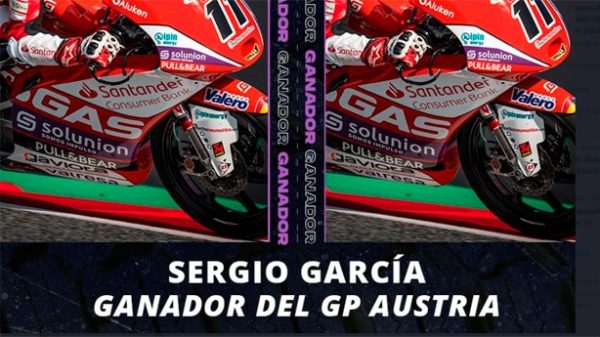 Sergio García subió a lo más alto del podio. (Foto: @MotoGP_ESPN/Twitter)