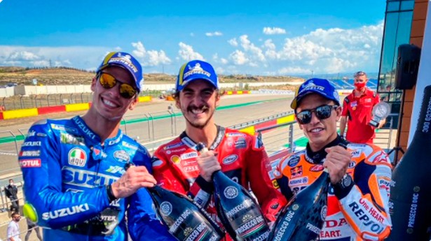 El podio de MotorLand Aragón. (Foto: @MotoGP)