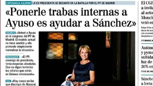 Todo el apoyo deEsperanza Aguirre a Isabel Díaz Ayuso: (Captura: UN /ElMundo)