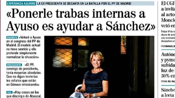 Todo el apoyo deEsperanza Aguirre a Isabel Díaz Ayuso: (Captura: UN /ElMundo)