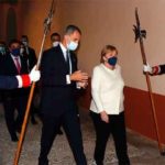 Máximos honores para Angela Merkel en el Monasterio de Yuste. (Foto: @CasaReal)