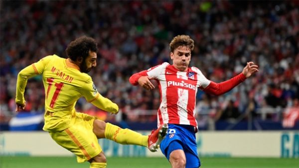 Salah y Griezmann en el Wanda Metropolitano. (Foto: @championsleague)