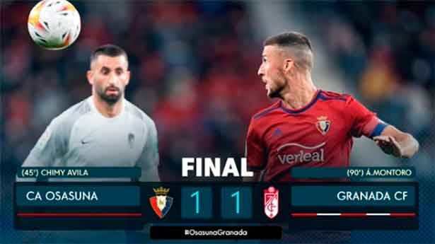 Montoro evitó el coliderato de Osasuna. (Foto: @LaLiga)
