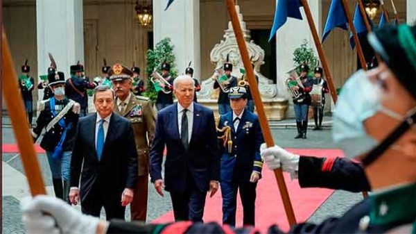 Máximos honores en Roma de Draghi a Biden. (Foto: @POTUS)