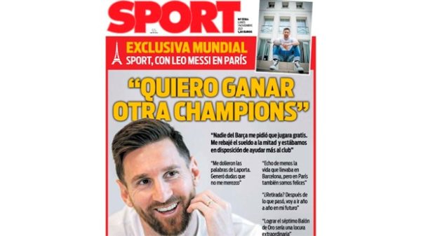 La portada de la exclusiva entrevista a Messi. (Captura: UN/Sport)