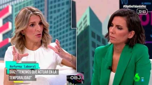 Yolanda Díaz en sus declaraciones a Ana Pastor. (Foto: La Sexta)