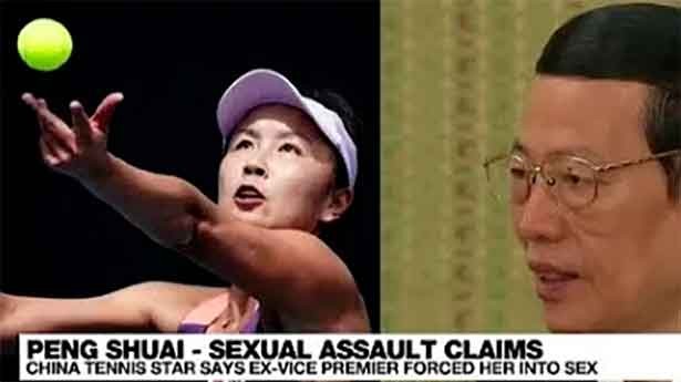 La estrella del tenis chino acusa al ex líder del Partido Comunista de agresión sexual. (Foto: FRANCE 24)
