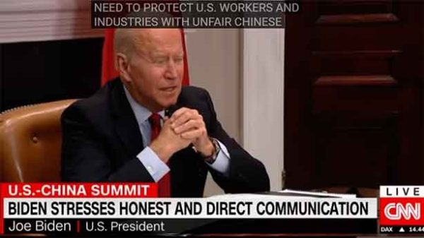 Un largo encuentro virtual de Biden con Xi. (Foto: CNN)