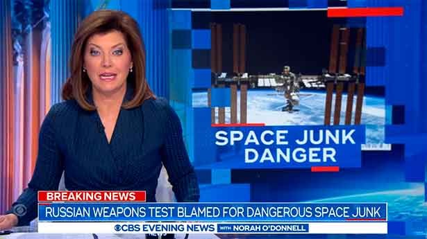 Rusia destruye un satélite con un misil y pone en peligro a los astronautas de la estación espacial. (Foto: CBS)