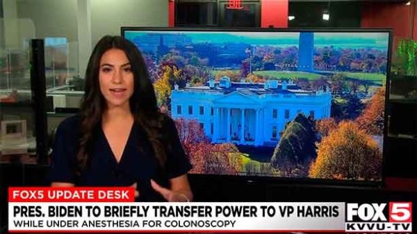 Joe Biden traspasa el poder a Kamala Harris temporalmente. (Foto: FOX News)