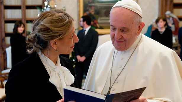 Yolanda Díaz calificó de emocionante su encuentro con el Papa. (Foto: @YolandaDíaz)