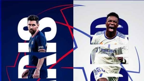Messi contra Vinicius en el segundo sorteo. (Imagen: @UEFA)
