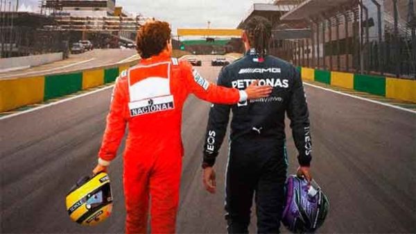 El aliento y apoyo de Carlos a Lewis. (Foto: @LewiaHamilton)