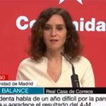 Isabel Díaz Ayuso en su balance de 2021. (Foto: Telemadrid)