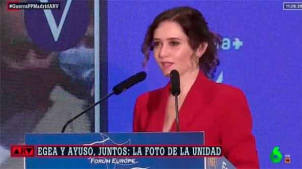 Isabel Díaz Ayuso en el acto en el Hotel Ritz de Madrid. (Foto: La Sexta)
