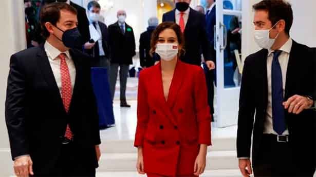 Ayuso con Mañueco y García Egea en el evento de Madrid. (Foto: La Sexta)