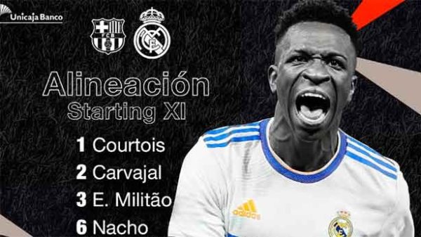 Los focos sobre Vinicius en el Clásico en Arabia Saudí. (Foto: @Real Madrid)