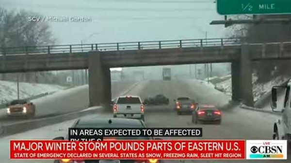 Gigantesca tormenta de nieve en la costa este de Estados Unidos. (Foto: CBS(
