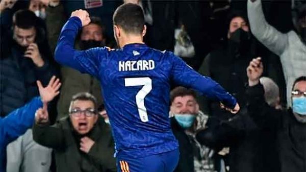 El salto de euforia de Hazard. (Foto: @RealMadrid)