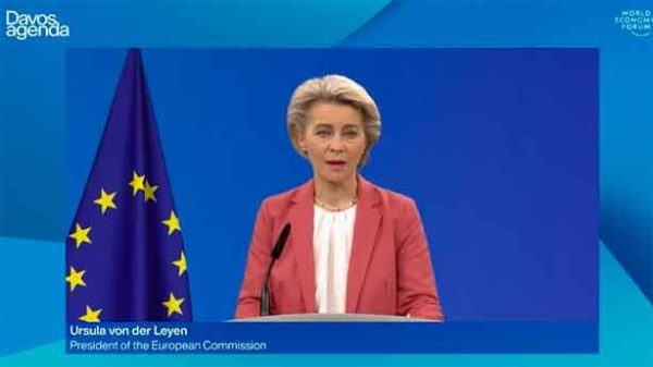 Von der Leyen en su importante intervención en la cumbre no presencial de Davos. (Foto: @vonderleyen)