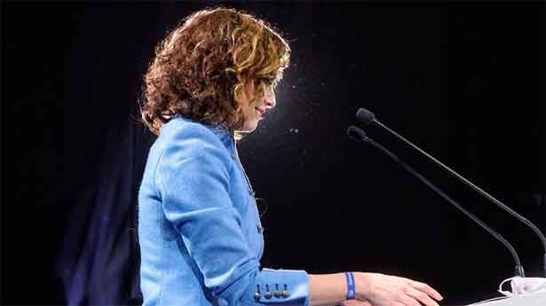 Isabel Díaz Ayuso en su importante discurso de Valladolid. (Foto: @CdeM)