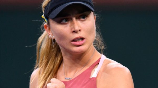 Paula Badosa lleva los colores de Ucrania en su visera. (Foto: @BNPPARIBASOPEN)