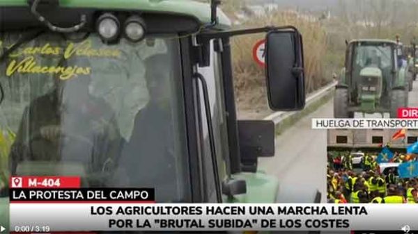 La marcha de la tractorada. (Foto: Telemadrid)