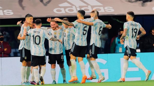 Argentina celebra su goleada en la Bombonera. (Foto: @Argentina)