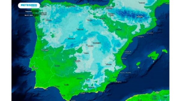 Las últimas madrugadas de la semana dejarán heladas notables . (Mapa: Meteored)