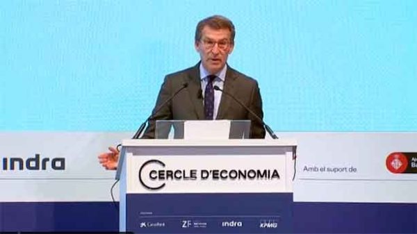 Feijóo en su intervención en el Círculo de Economía. (Foto: PP)