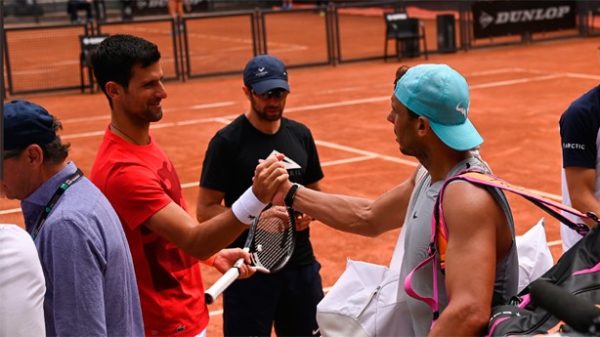 Rafa y Nole ya han coincidido estos días en el Foro Itálico. (Foto: