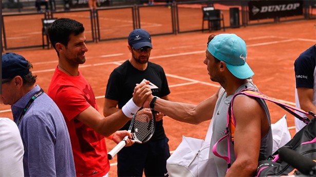 Rafa y Nole ya han coincidido estos días en el Foro Itálico. (Foto: