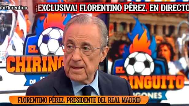 Florentino en sus declaraciones exclusivas a Pedrerol. (Foto: @elchiringuitotv)