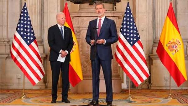 El emotivo recibimiento del Rey al presidente Biden en el Palacio Real. (Foto: @CasaReal)