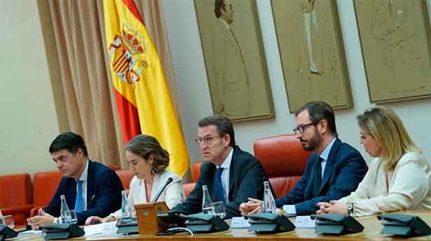 Feijóo en su intervención en el Congreso ante el pleno del Grupo Popular. (Foto: PP)