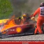 El bólido de Carlos Sainz acabó en llamas tras romperse el motor. (Foto: TV1)