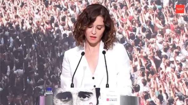El crudo y emotivo discurso de Isabel Díaz Ayuso en la Real Casa de Correos. (Foto: @CdeM)