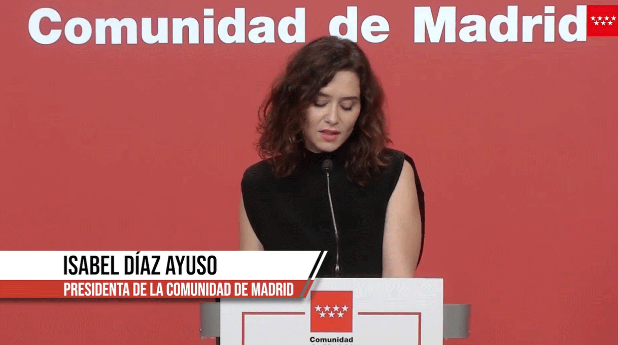 Plan de medidas inmediatas de Ayuso de pleno apoyo a los profesionales sanitarios