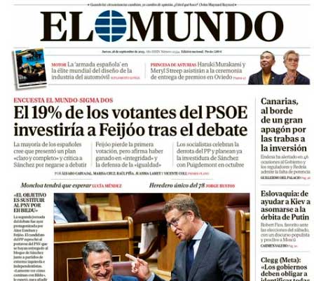 Un 54,6% aprueba el discurso de Feijóo y un 56% rechaza el plantón de Sánchez Un 54,6% aprueba el discurso de Feijóo y un 56% rechaza el plantón de Sánchez